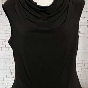 Sincerely Jules SEXY Draped Cowl Neck Black Top SzMed NEW W/T Creamy Soft Fabric